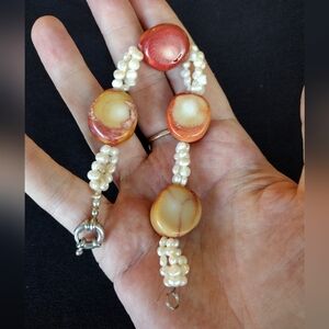 Handcrafted Shell And Pearl Bracelet